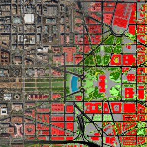 Image featuring U.S. Capitol in Washington, DC. An example of the Chesapeake Bay High Resolution Land Cover Project. 